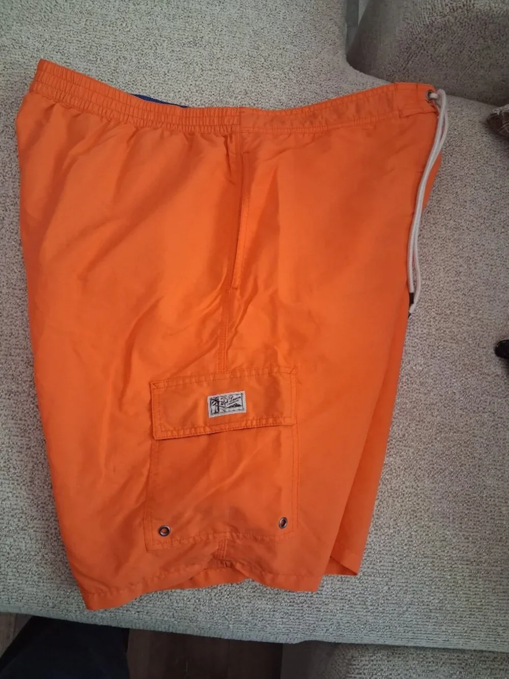 Polo by Ralph Lauren Orange Swim Trunks with Blue Waistband Detail